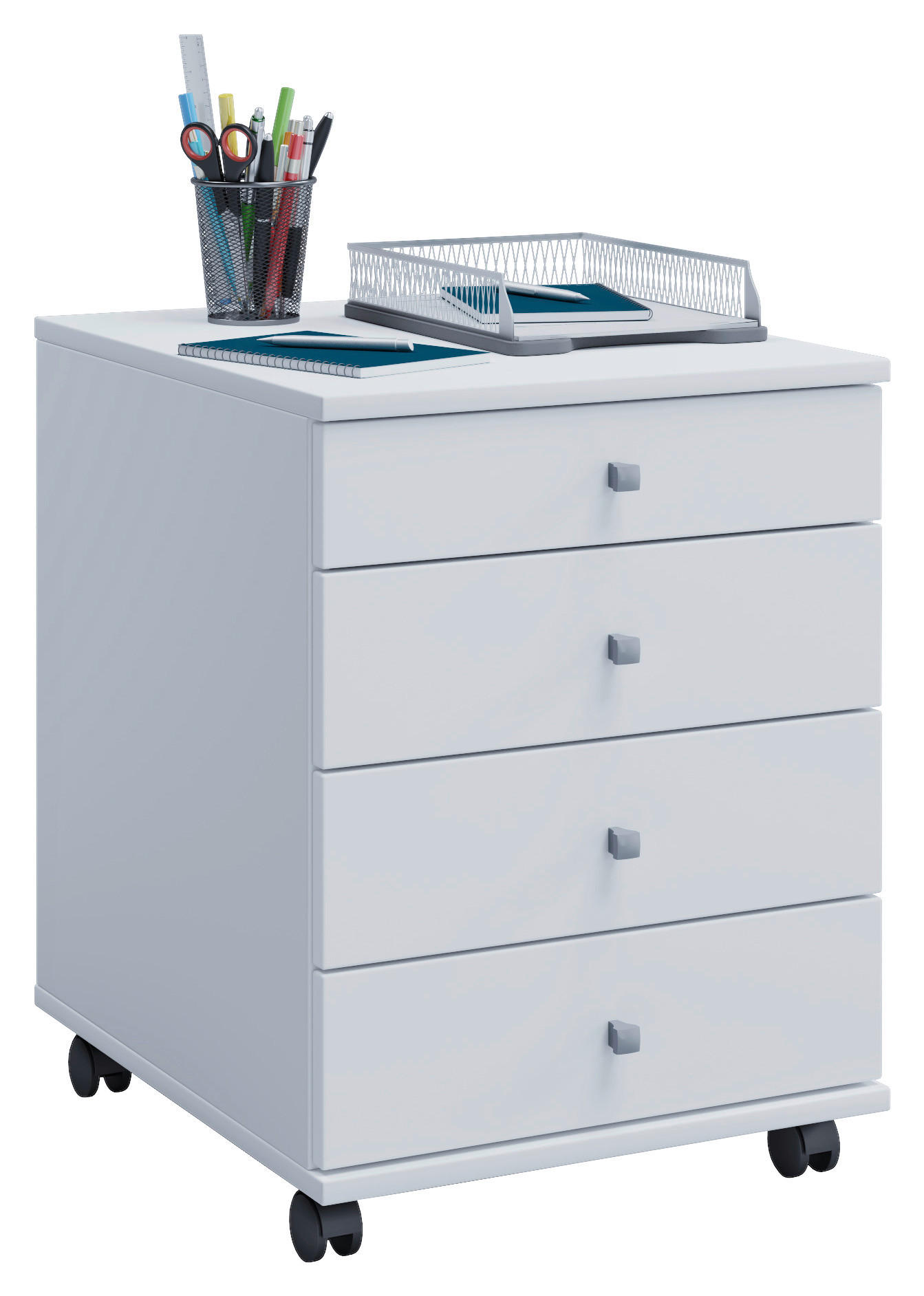 ROLLCONTAINER 42/57/50 cm - Weiss/Silberfarben, Basics, Holzwerkstoff/Kunststoff (42/57/50cm) - MID.YOU