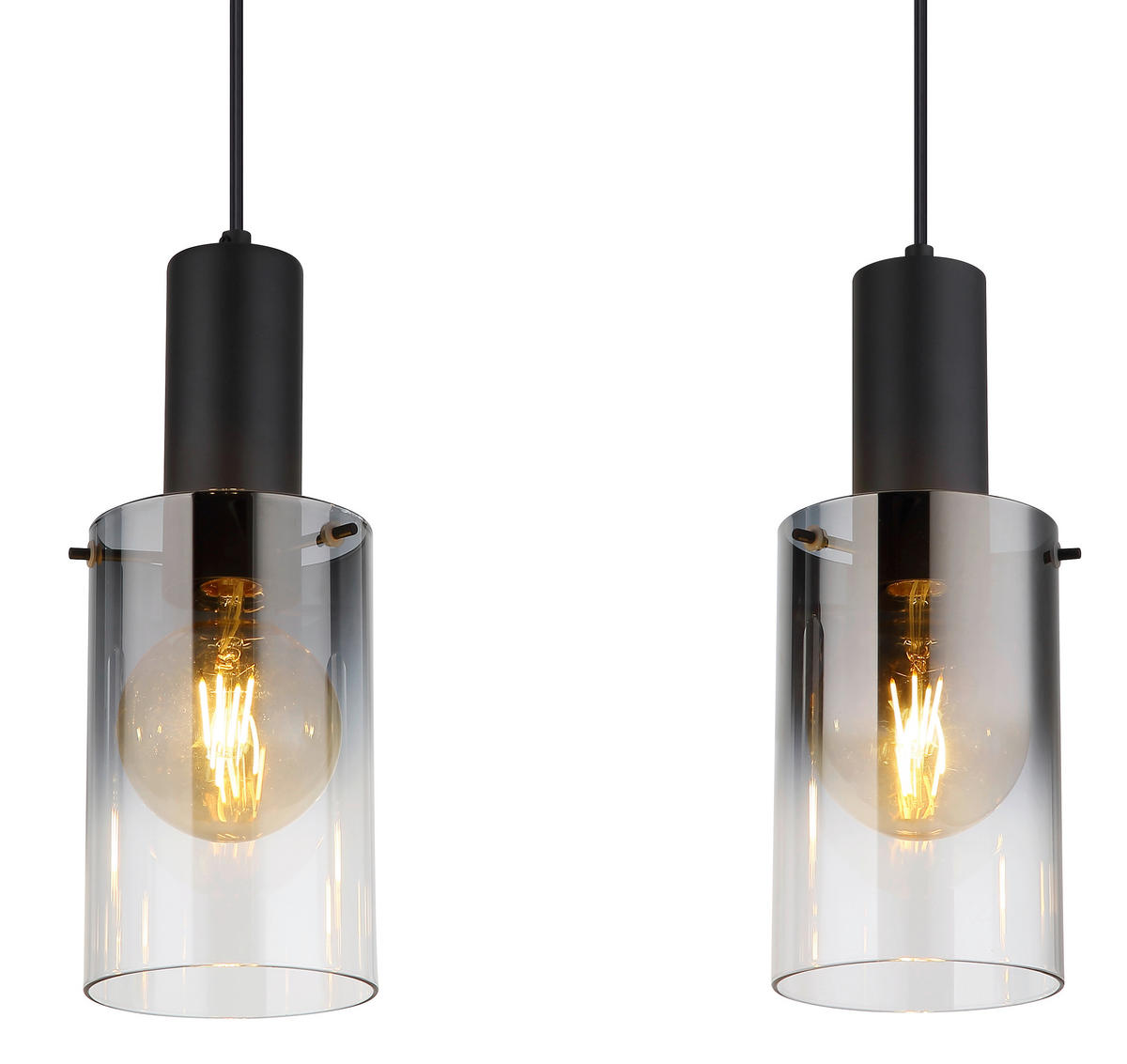 HÄNGELEUCHTE 102,5/12,5/150 cm   - Klar/Schwarz, Design, Glas/Kunststoff (102,5/12,5/150cm) - Globo