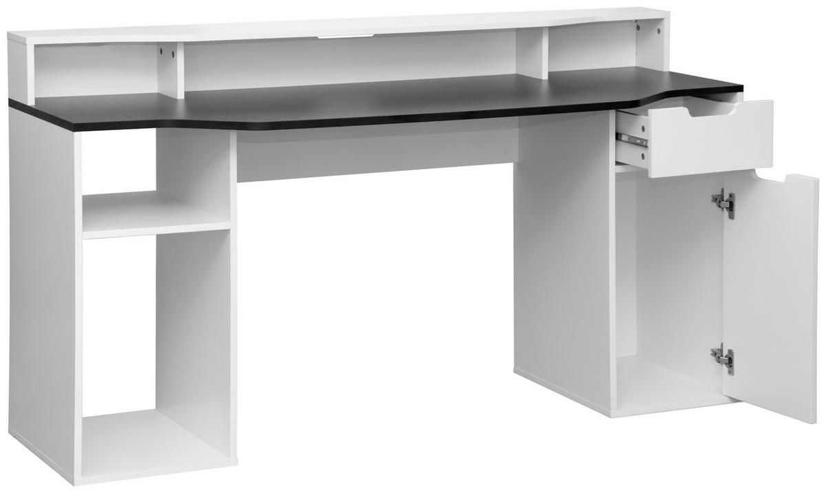 GAMINGTISCH Schwarz, Weiß  - Schwarz/Weiß, Design, Holzwerkstoff (160/60/90cm) - Carryhome