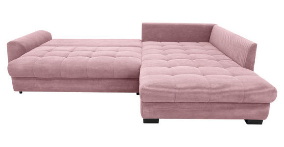ECKSOFA Rosa Cord Rückenkissen, Armlehnenkissen, Bettkasten, Schlaffunktion, Rücken echt, Liegefläche im Originalstoff  - Schwarz/Rosa, KONVENTIONELL, Kunststoff/Textil (304/212cm) - Carryhome