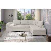 ECKSCHLAFSOFA Alvito Weiß Mikrofaser  - Schwarz/Weiß, MODERN, Holz/Textil (298/202cm) - MID.YOU