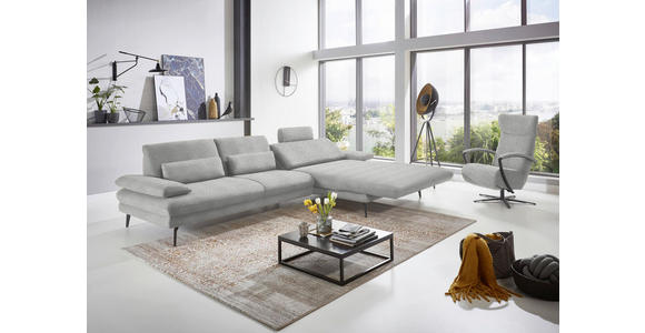 ECKSOFA in Chenille Ecru 310/180 cm - Ecru/Schwarz, Design, Textil/Metall (310/180cm) - Dieter Knoll