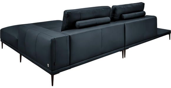 ECKSOFA  in Echtleder Dunkelblau  304/201 cm  - Schwarz/Dunkelblau, Design, Leder/Metall (304/201cm) - Belluti