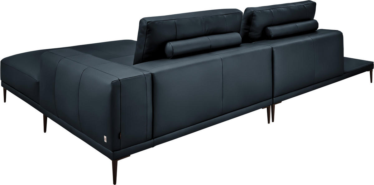 ECKSOFA Echtleder Dunkelblau  - Schwarz/Dunkelblau, Design, Leder/Metall (304/201cm) - Belluti