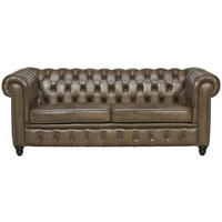 SEDAČKA CHESTERFIELD, koža, čierna, taupe - čierna/taupe, Lifestyle, koža (212/81/94cm) - Ambia Home