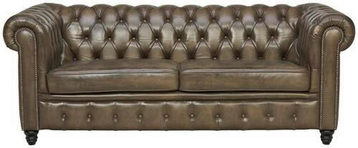 SEDAČKA CHESTERFIELD, koža, čierna, taupe - čierna/taupe, Lifestyle, koža (212/81/94cm) - Ambia Home