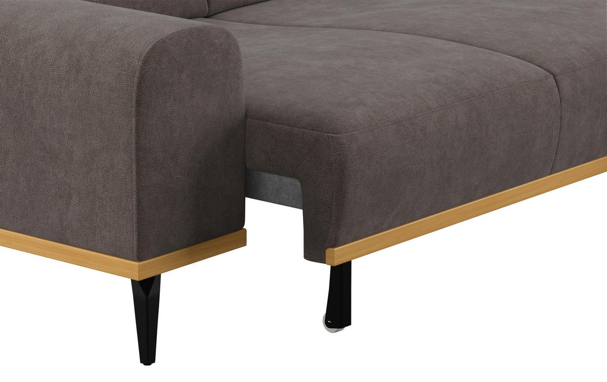 ECKSOFA Anthrazit Mikrofaser  - Anthrazit/Schwarz, KONVENTIONELL, Textil/Metall (244/157cm) - Cotta