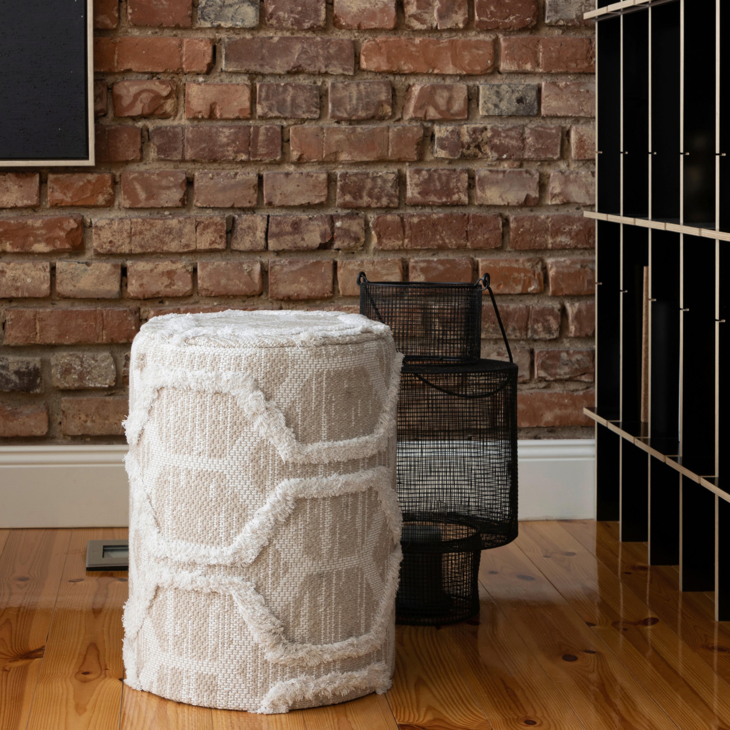 POUF Struktur Uni  - Sandfarben/Gelb, Design, Textil (47/36cm) - Obsession