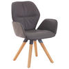 ARMLEHNSTUHL  in Echtleder pigmentiert  - Taupe/Wildeiche, Design, Leder/Holz (62/91/59cm) - Valdera