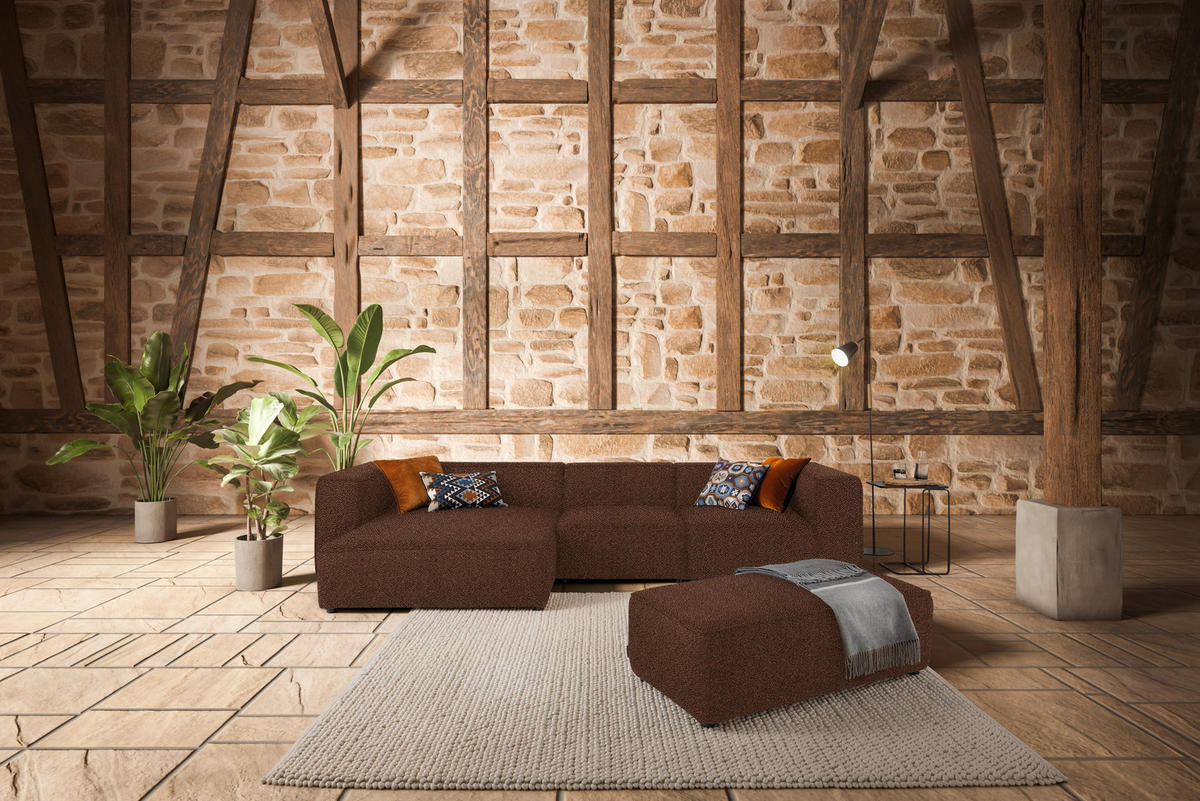 ECKSOFA in Flachgewebe Braun  164/341 cm  - Schwarz/Braun, Design, Kunststoff/Textil (164/341cm) - W.Schillig