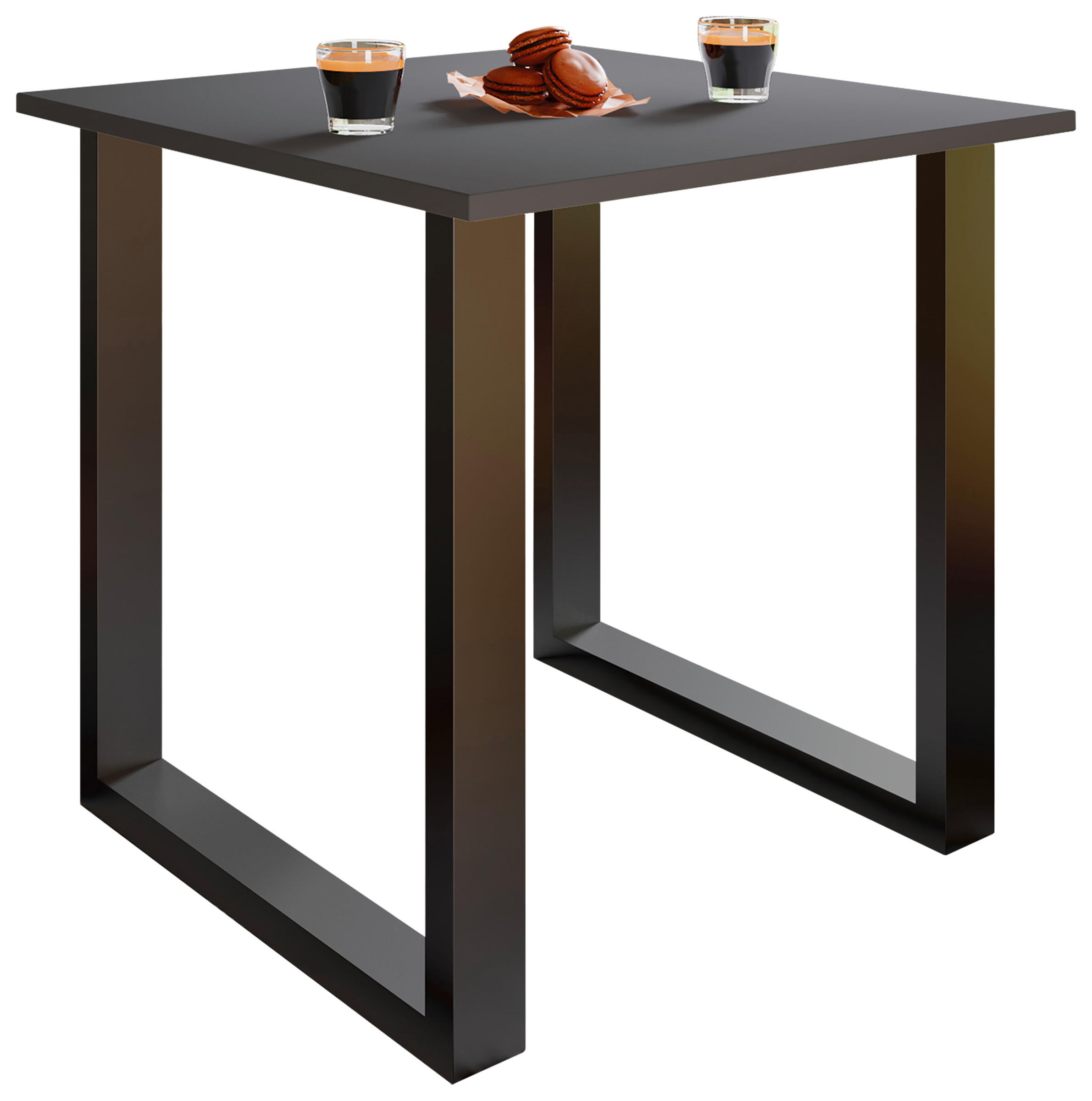 ESSTISCH Anthrazit, Schwarz  - Anthrazit/Silberfarben, Design, Holzwerkstoff/Metall (80/80/76cm) - MID.YOU