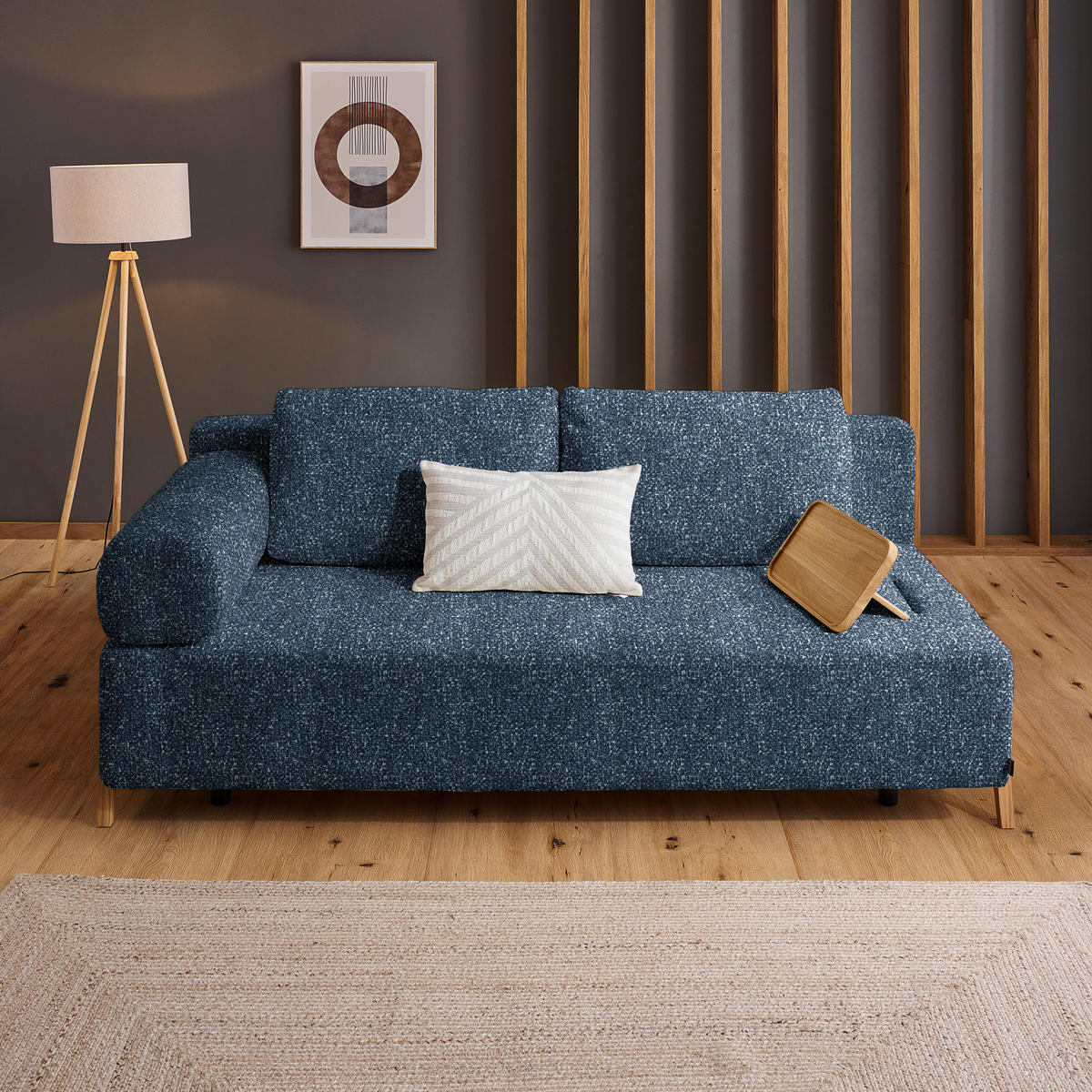 SCHLAFSOFA in Holz, Textil Blau  - Blau/Naturfarben, Design, Holz/Textil (211/88/102cm) - Niels Andersson