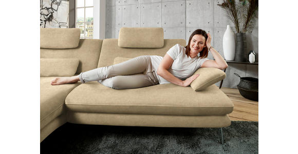 ECKSOFA in Velours Cappuccino 184/284 cm - Schwarz/Cappuccino, Design, Textil/Metall (184/284cm) - Dieter Knoll