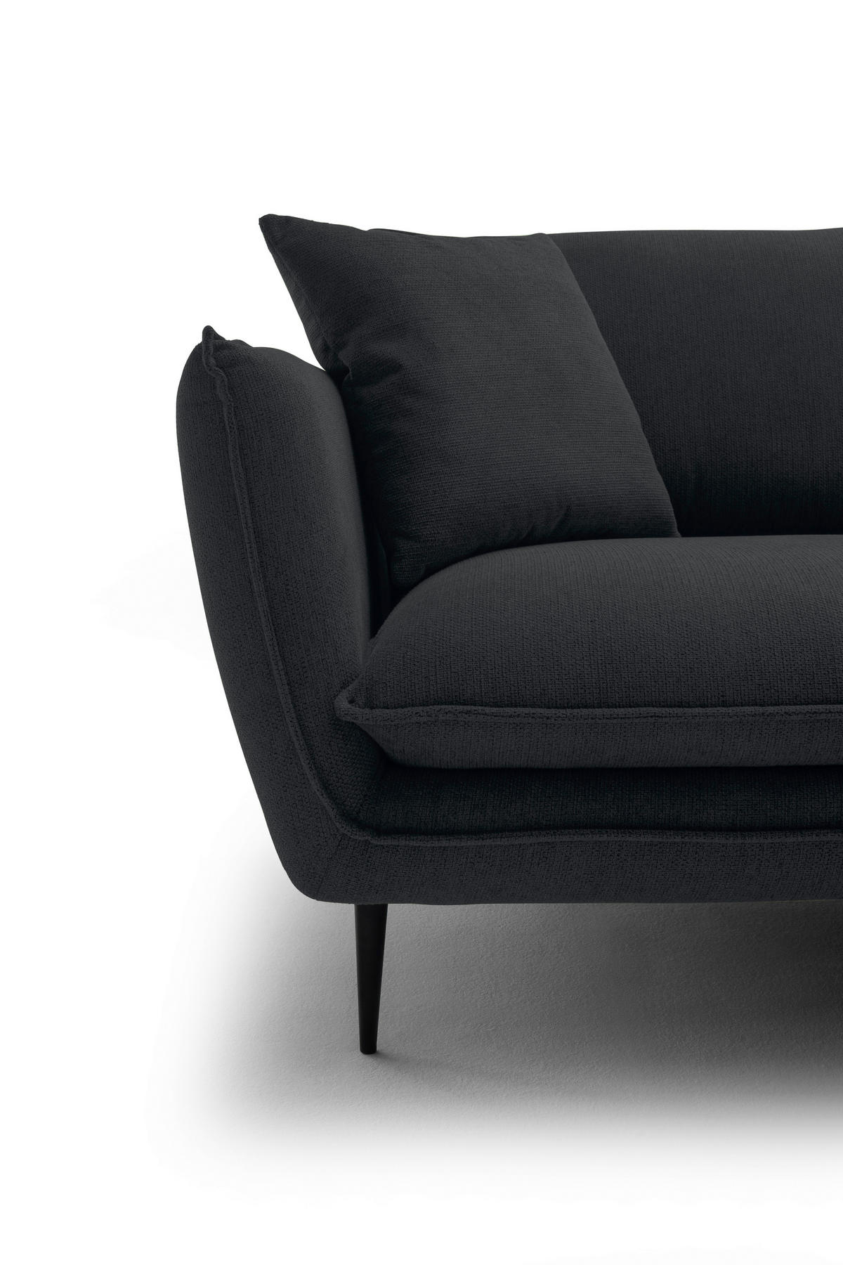 ECKSOFA Schwarz Webstoff  - Schwarz, KONVENTIONELL, Textil/Metall (304/196cm) - Hom`in