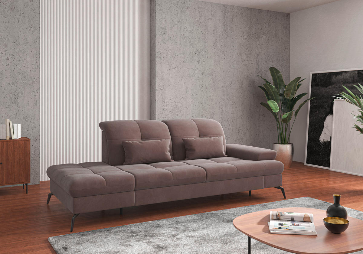 RÉCAMIERE in Flachgewebe Taupe  - Taupe/Schwarz, Konventionell, Textil/Metall (231/90/122cm) - Sit & More
