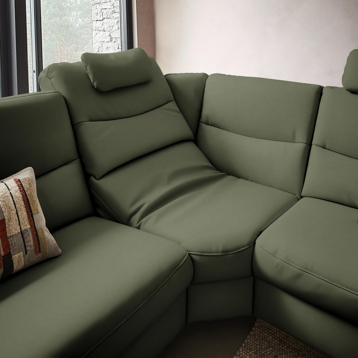 ECKSOFA in Echtleder Grün  280/249 cm  - Anthrazit/Grün, Design, Leder/Metall (280/249cm) - Himolla Komfortklass