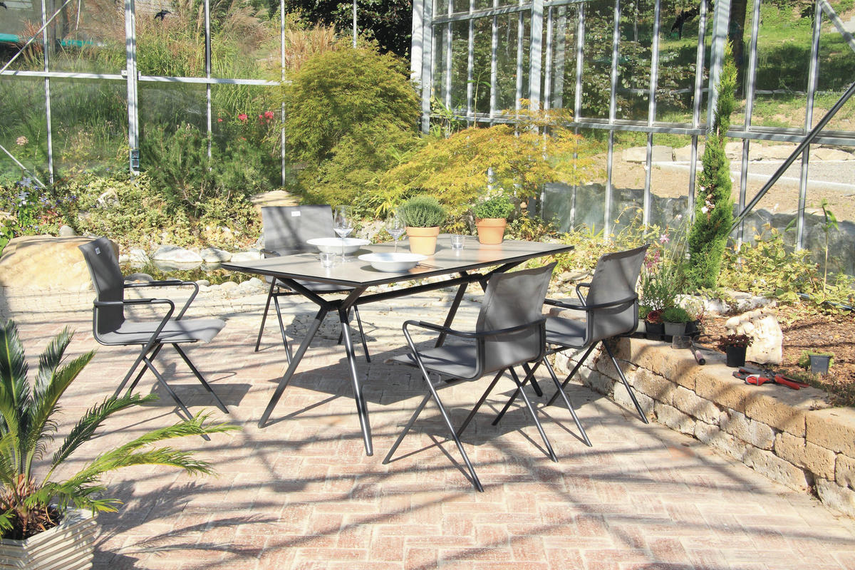 SÚPRAVA ZÁHRADNÉHO NÁBYTKU kov, plast, sklo - čierna/antracitová, Basics, kov/plast (80/75/160cm) - Acamp