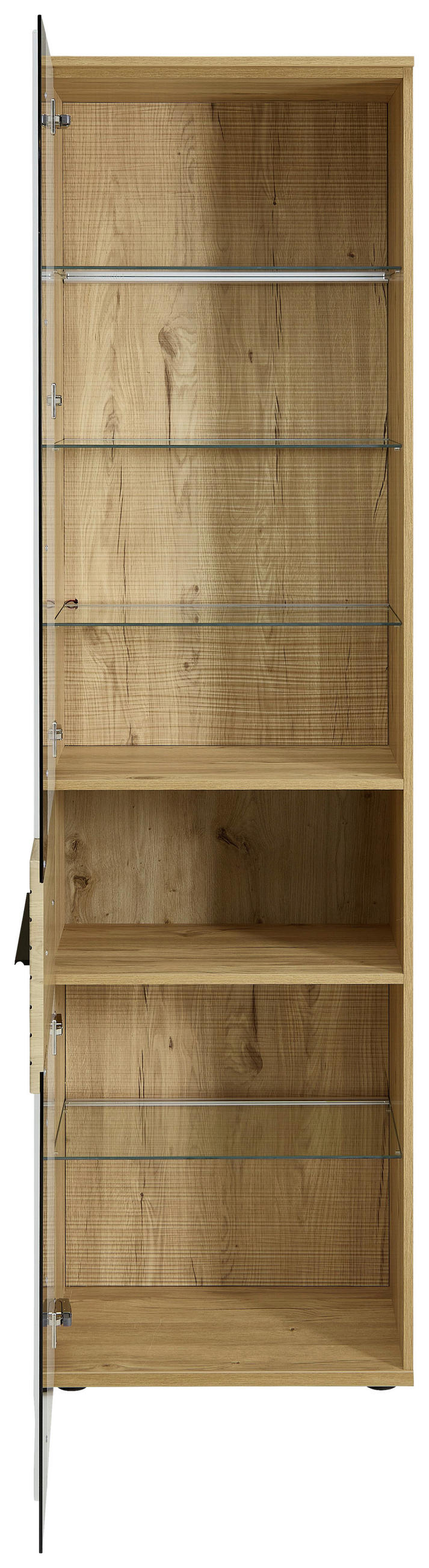 VITRINE  in Weiß, Eichefarben - Eichefarben/Schwarz, KONVENTIONELL, Glas/Holzwerkstoff (60/215/40cm) - Venda