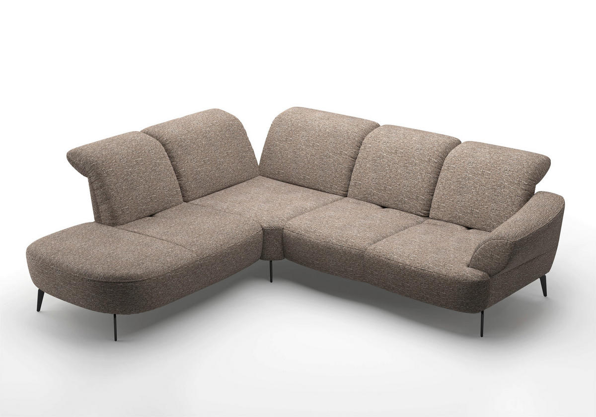 ECKSOFA in Chenille Cappuccino  270/302 cm  - Schwarz/Cappuccino, MODERN, Textil/Metall (270/302cm) - Sit & More