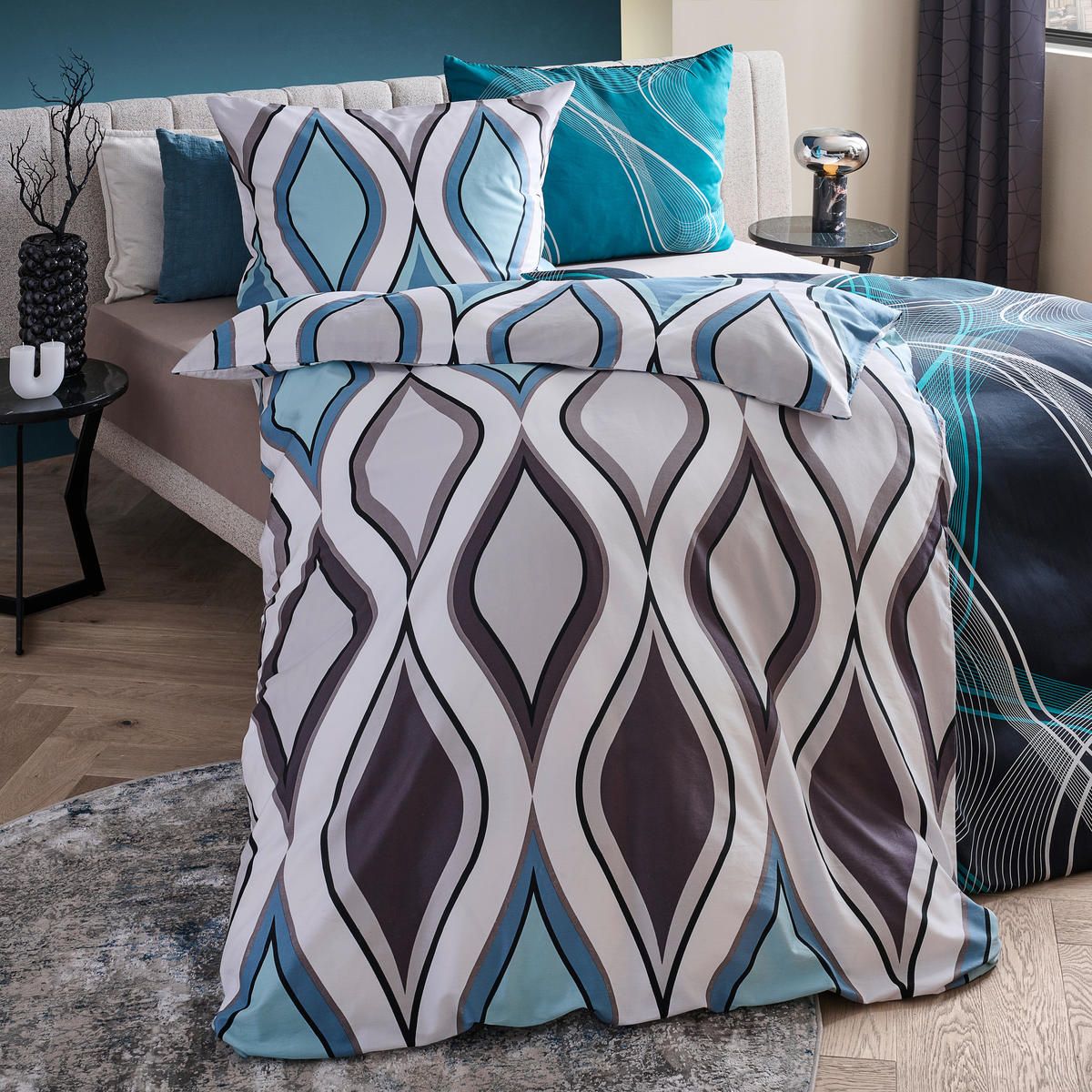 BETTWÄSCHE Satin 140/200 cm  - Blau, KONVENTIONELL (140/200cm) - Esposa