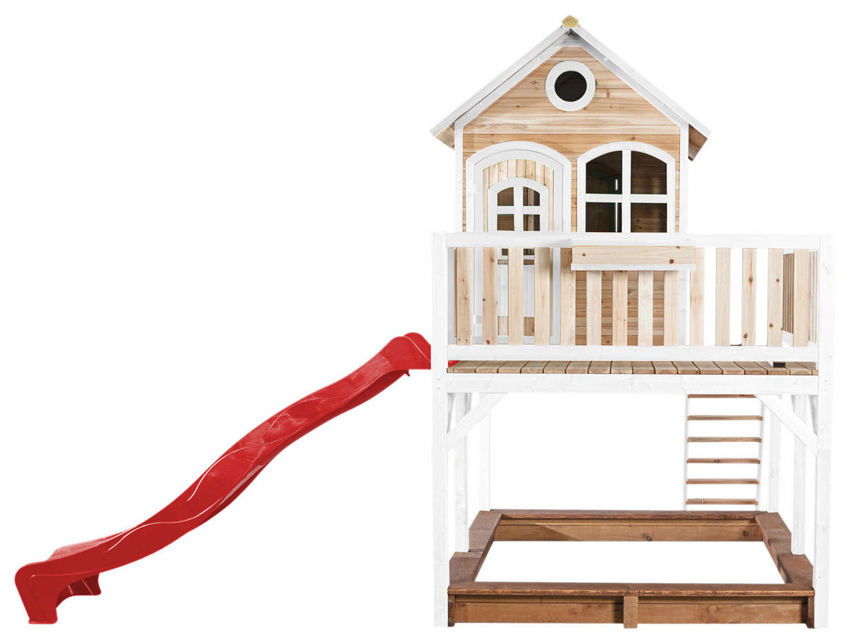 SPIELTURM 377/291/255 cm  - Rot/Braun, KONVENTIONELL, Holz (377/291/255cm) - Ambia Garden