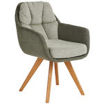 ARMLEHNSTUHL  in Flachgewebe  - Eichefarben/Olivgrün, Design, Holz/Textil (65/85/68cm) - Linea Natura