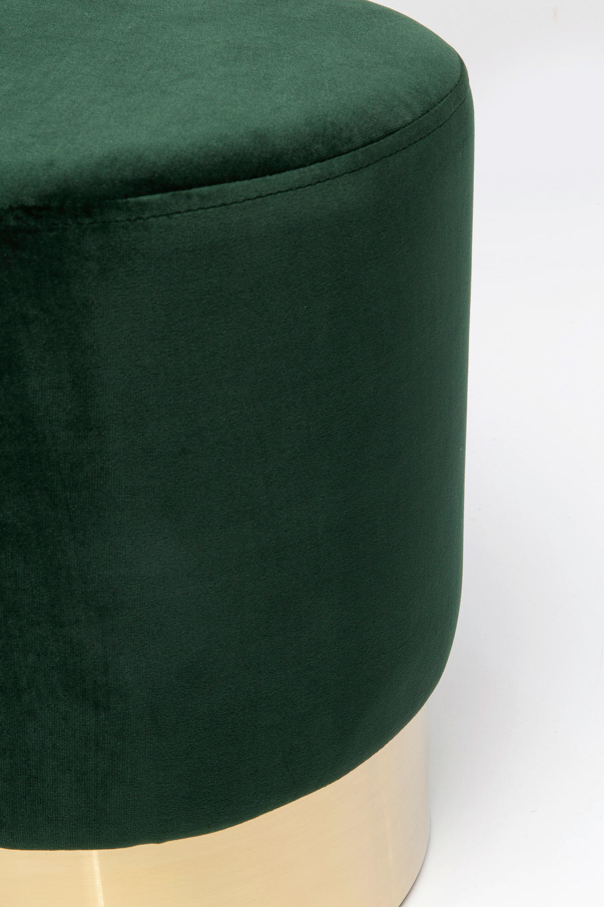 HOCKER Samt Dunkelgrün  - Dunkelgrün/Messingfarben, Trend, Textil/Metall (35/42/35cm) - Kare-Design