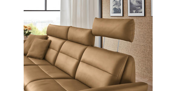 ECKSOFA in Echtleder Honig  169/298 cm  - Schwarz/Honig, Design, Leder/Metall (169/298cm) - Dieter Knoll