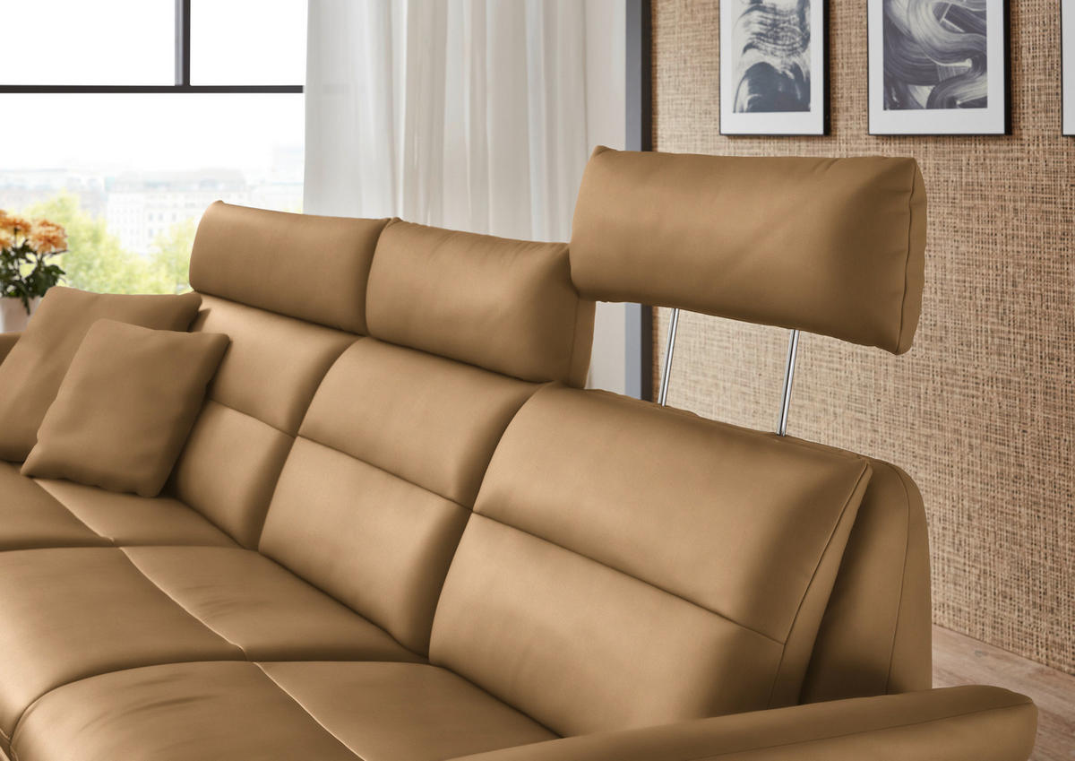 ECKSOFA in Echtleder Honig  - Schwarz/Honig, Design, Leder/Metall (169/298cm) - Dieter Knoll