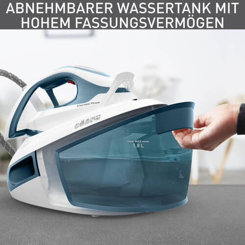 DAMPFBÜGELSTATION  Express Power SV8111  - Blau/Weiß, Basics (40,0/28,5/31,0cm) - Tefal
