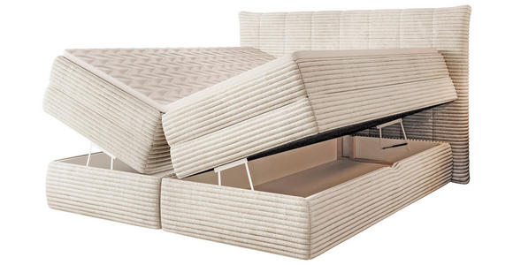 BOXSPRINGBETT 180/200 cm in Beige - Beige/Schwarz, Design, Kunststoff/Textil (180/200cm) - Esposa