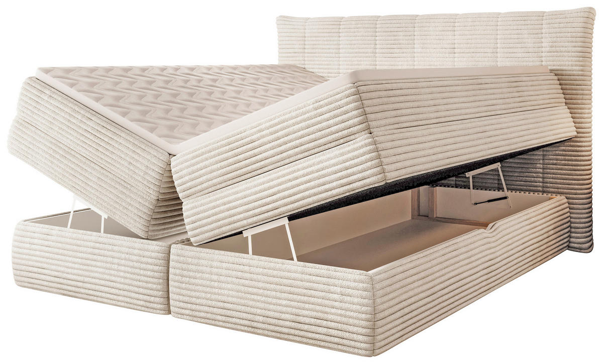 BOXSPRINGBETT 180/200 cm  in Beige  - Beige/Schwarz, Design, Kunststoff/Textil (180/200cm) - Esposa