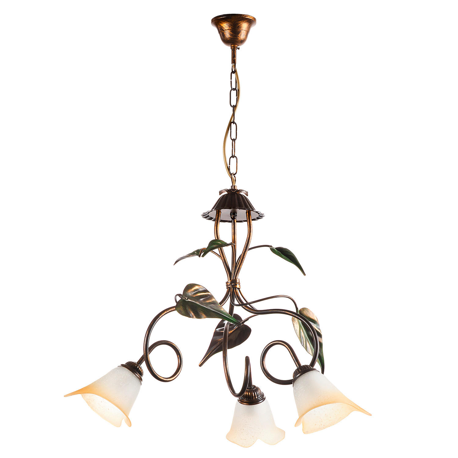 KRONLEUCHTER 40/110 cm   - Bronzefarben/Olivgrün, Natur, Glas/Metall (40/110cm)