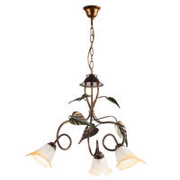 KRONLEUCHTER 40/110 cm   - Bronzefarben/Olivgrün, Natur, Glas/Metall (40/110cm)