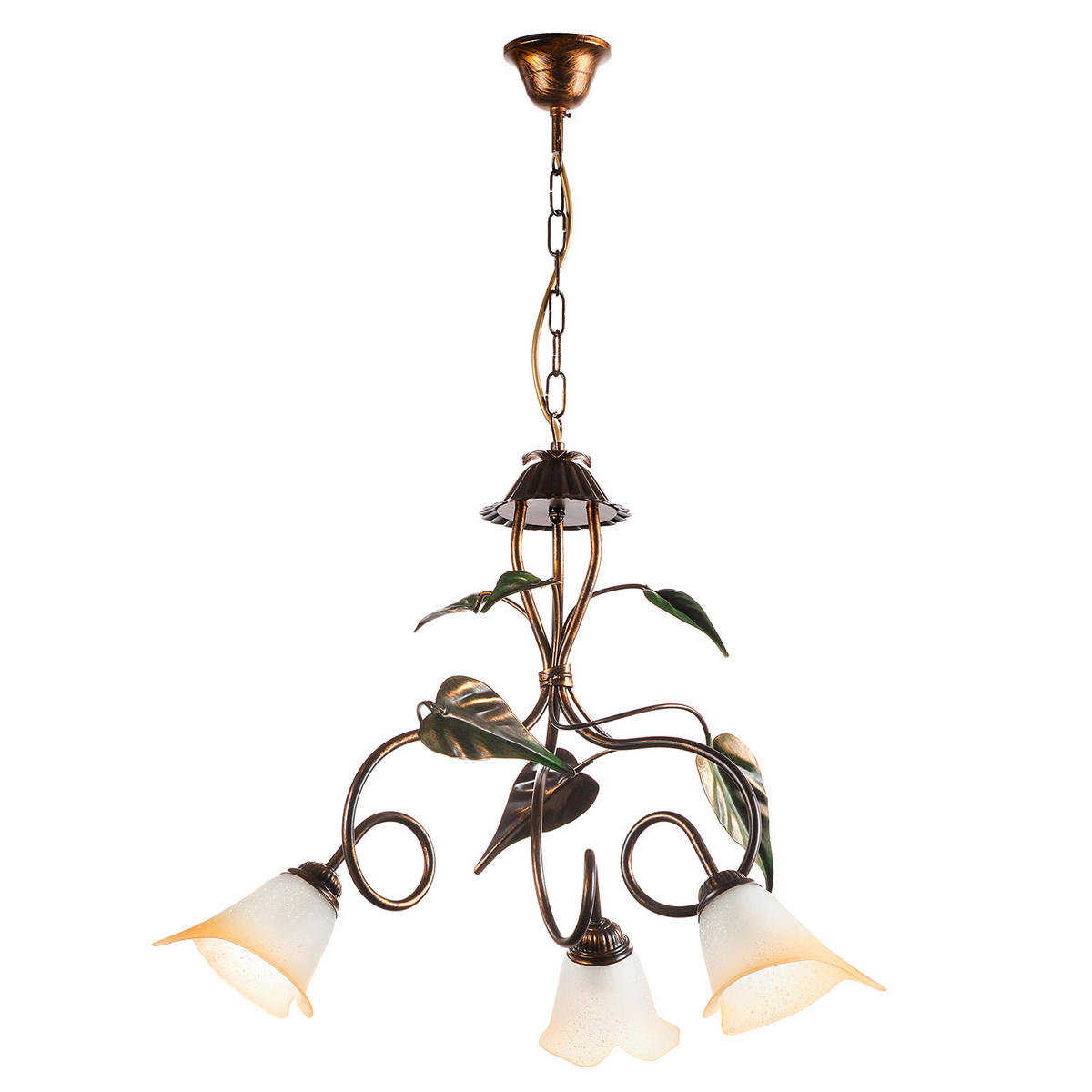 KRONLEUCHTER 40/110 cm   - Bronzefarben/Olivgrün, Natur, Glas/Metall (40/110cm)