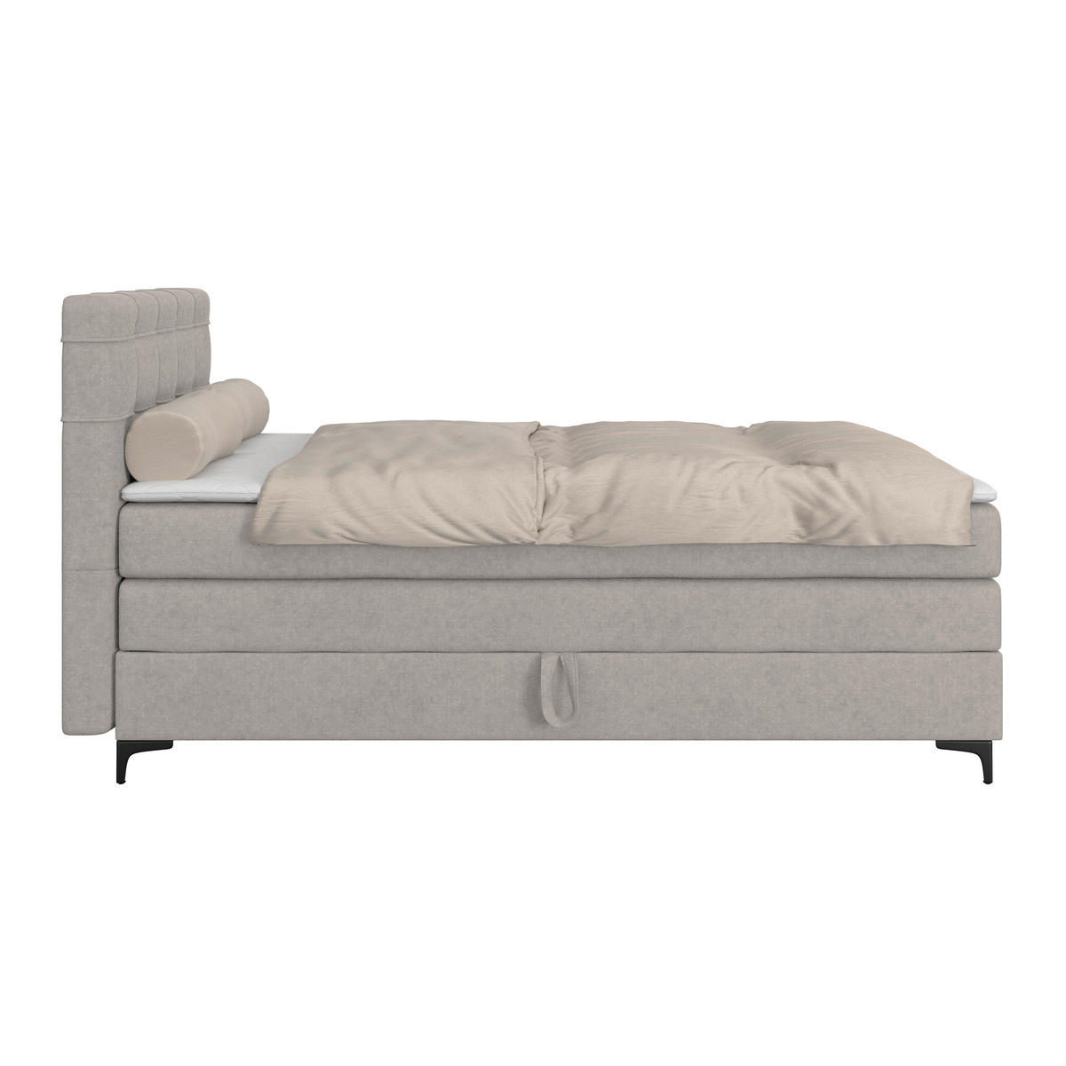 BOXSPRINGBETT 140/200 cm,  in Lavagrau, H3 = fest  - Lavagrau/Schwarz, KONVENTIONELL, Kunststoff/Textil (140/200cm)