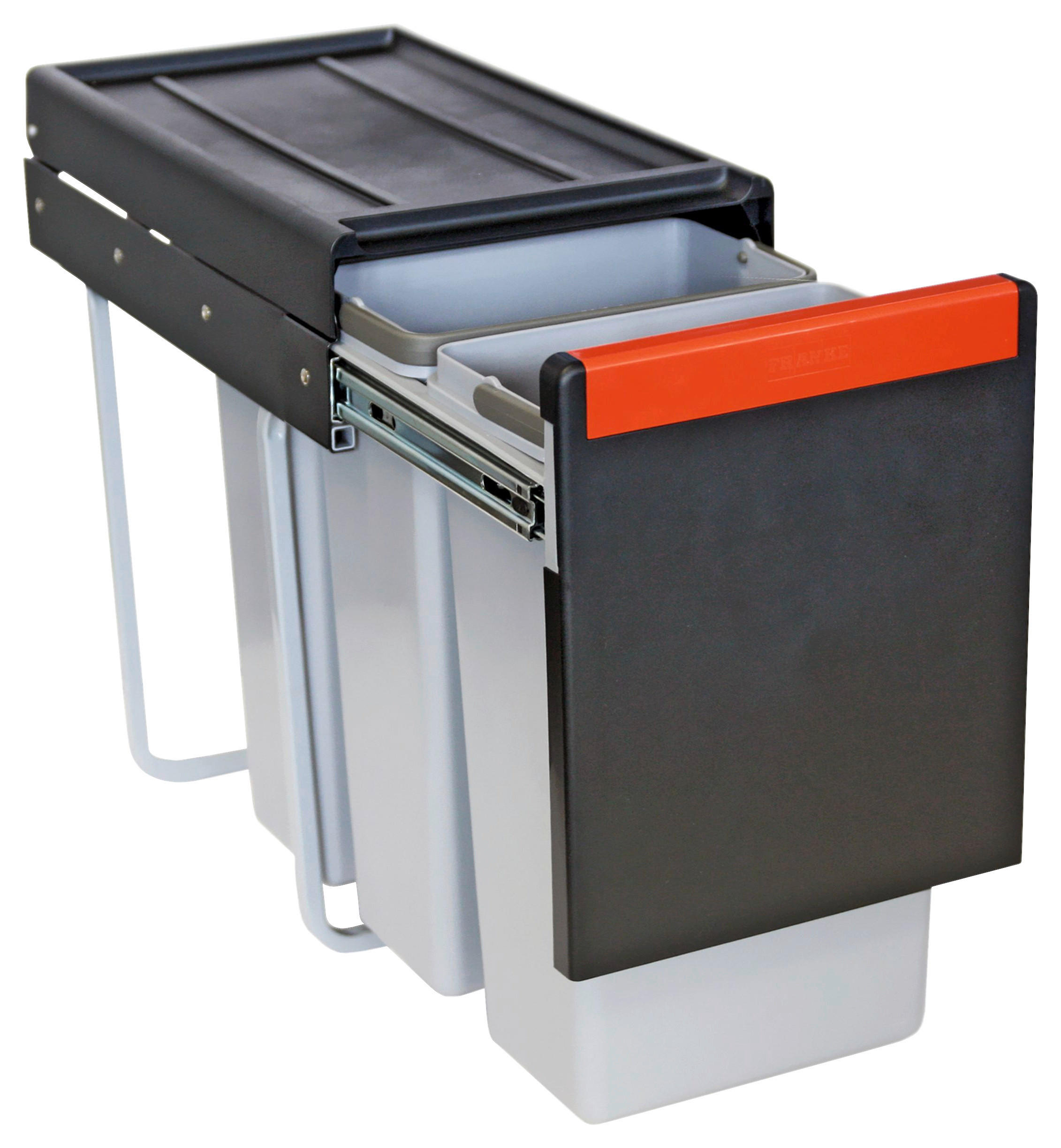 EINBAUABFALLSAMMLER 3 x 10 l  Kunststoff  - Schwarz/Grau, Basics, Kunststoff (25,3/43,3/46,7cm) - Franke