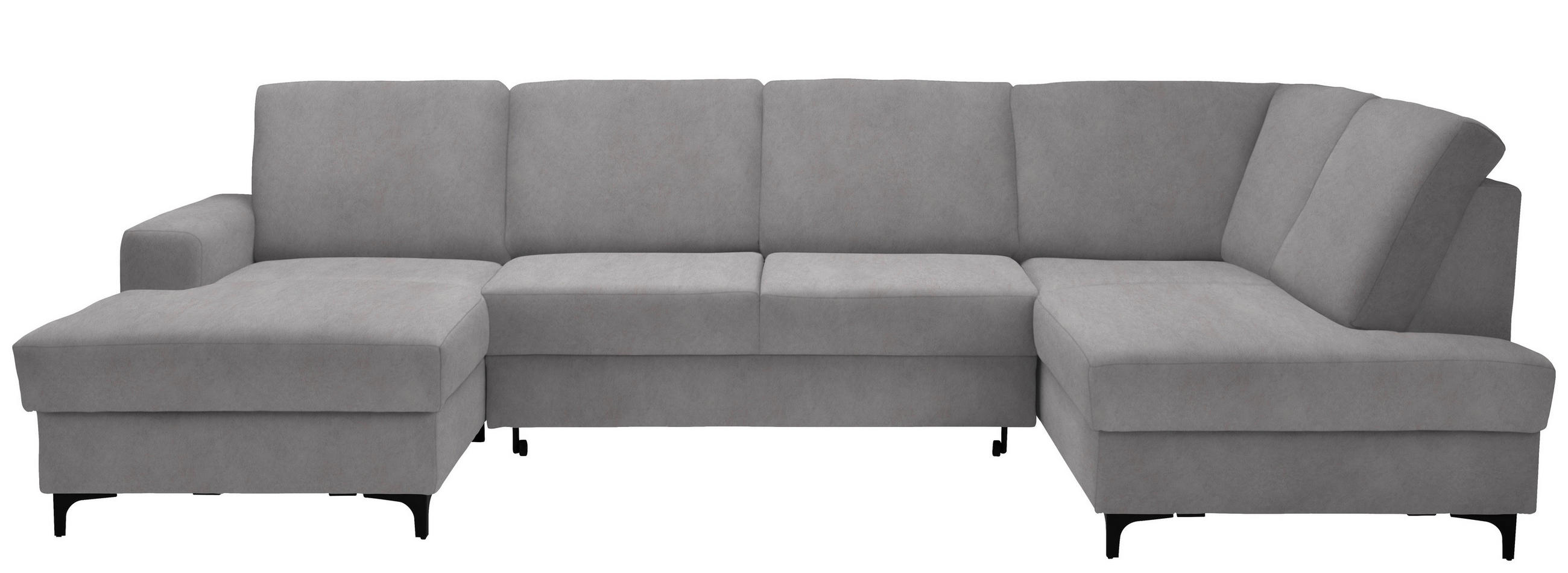 WOHNLANDSCHAFT Hellgrau Flachgewebe  - Hellgrau/Schwarz, KONVENTIONELL, Textil/Metall (167/317/185cm) - Stylife