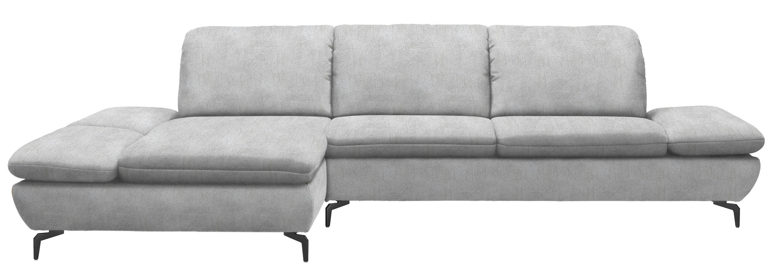 ECKSOFA in Flachgewebe Hellgrau  - Hellgrau/Schwarz, Design, Textil/Metall (200/315cm) - Chilliano