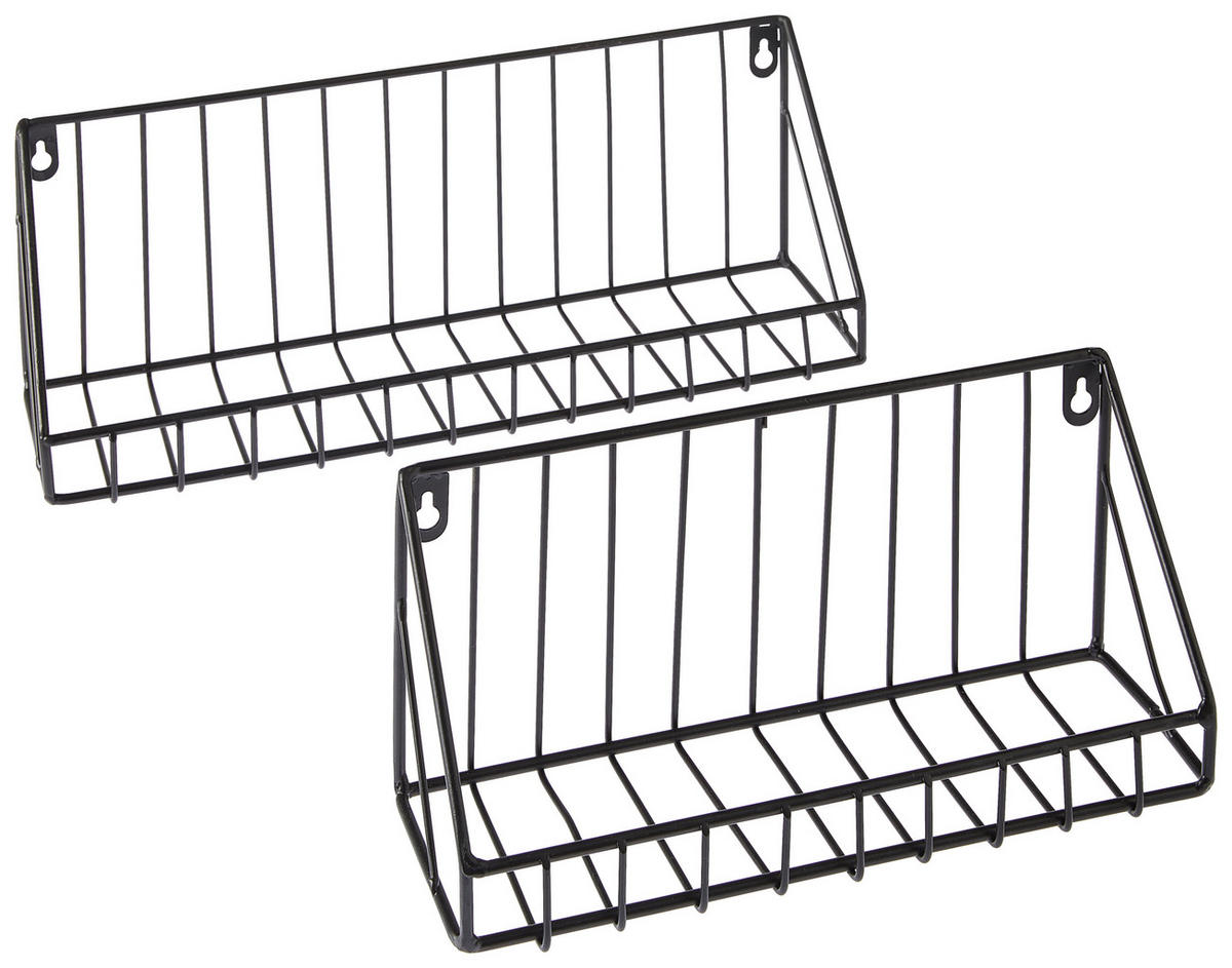 WANDREGALSET 2-teilig Schwarz  - Schwarz, Basics, Metall - Ambia Home