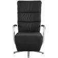 RELAXSESSEL in Leder Schwarz  - Chromfarben/Schwarz, Design, Leder/Metall (64/112/80cm) - Cantus