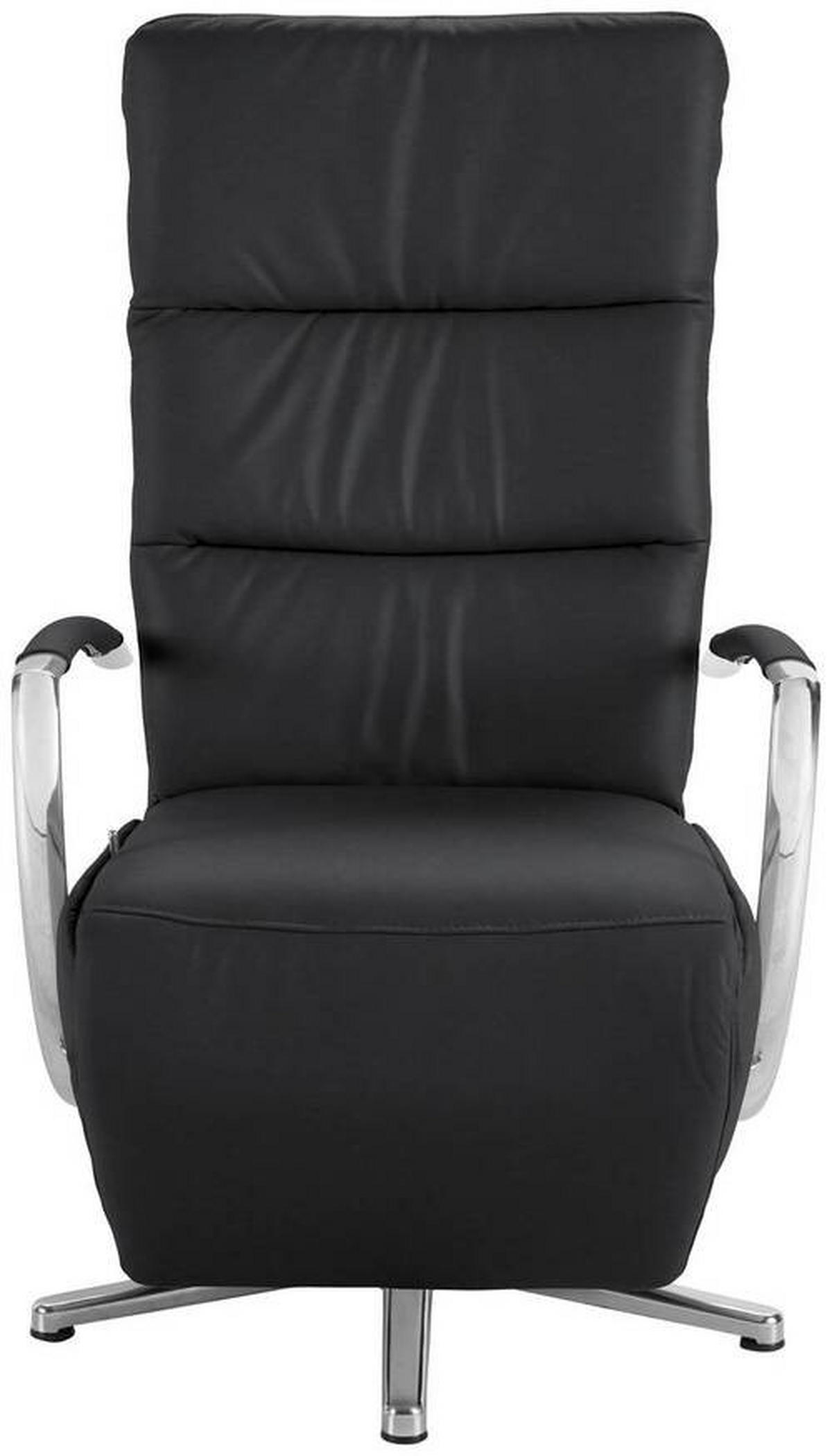 RELAXSESSEL in Leder Schwarz  - Chromfarben/Schwarz, Design, Leder/Metall (64/112/80cm) - Cantus