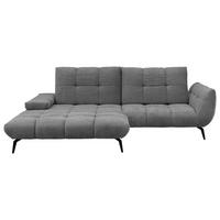ECKSOFA Anthrazit Flachgewebe Rücken echt, Sitztiefenverstellung  - Anthrazit/Schwarz, KONVENTIONELL, Textil/Metall (211/273cm) - SetOne by Musterring