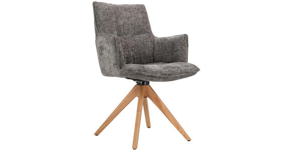 ARMLEHNSTUHL in Eisen Chenille - Eichefarben/Grau, Design, Holz/Textil (59,5/88,5/63cm) - Novel