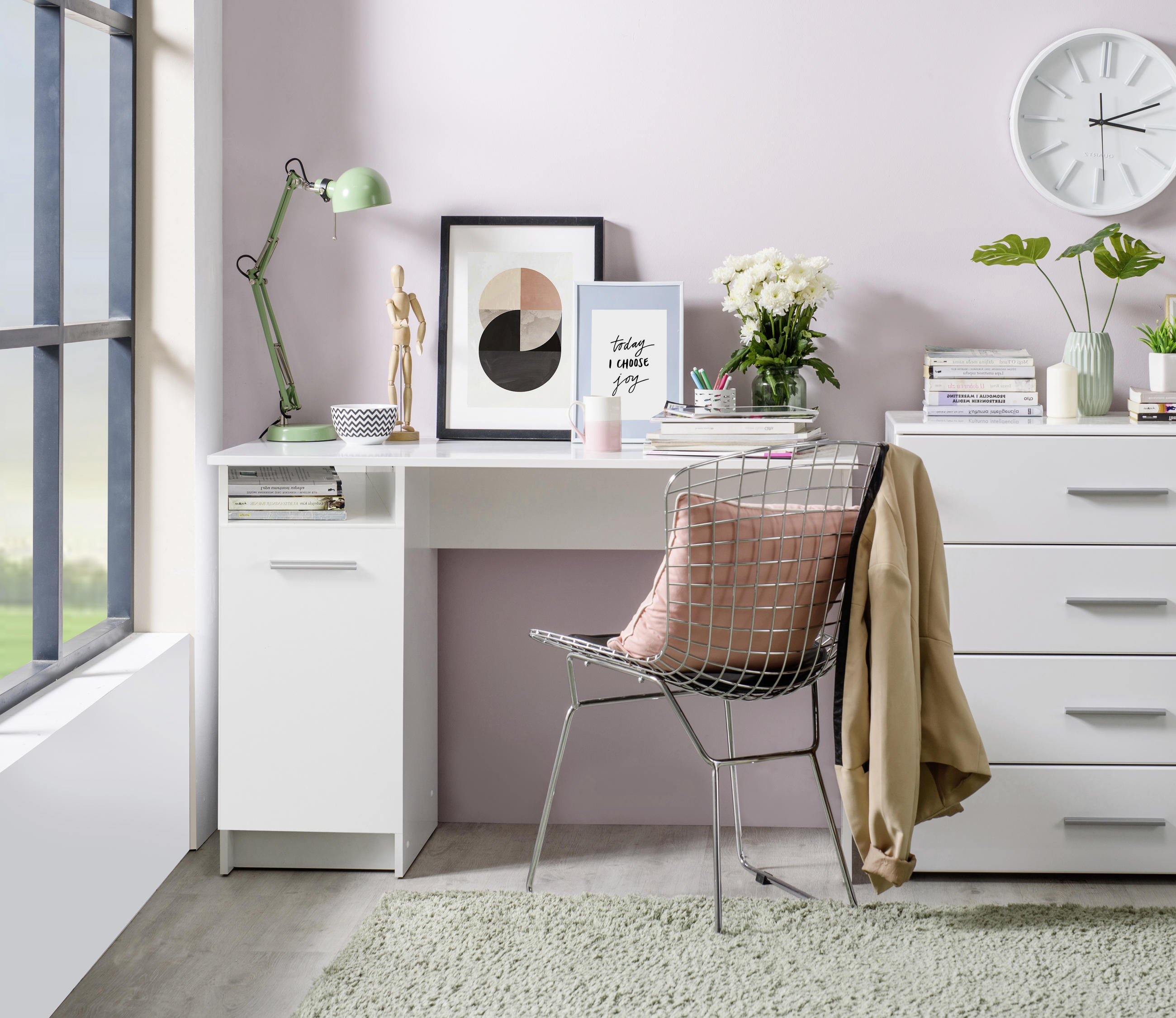 ÍRÓASZTAL 100/74/50 cm  - fehér, Basics, faalapú anyag (100/74/50cm) - Xora