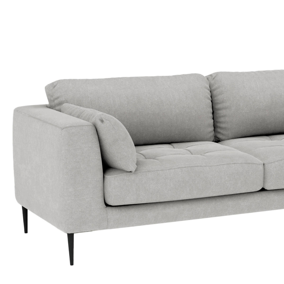 ECKSOFA Grau Struktur  - Schwarz/Grau, Design, Textil/Metall (168/275cm) - home24