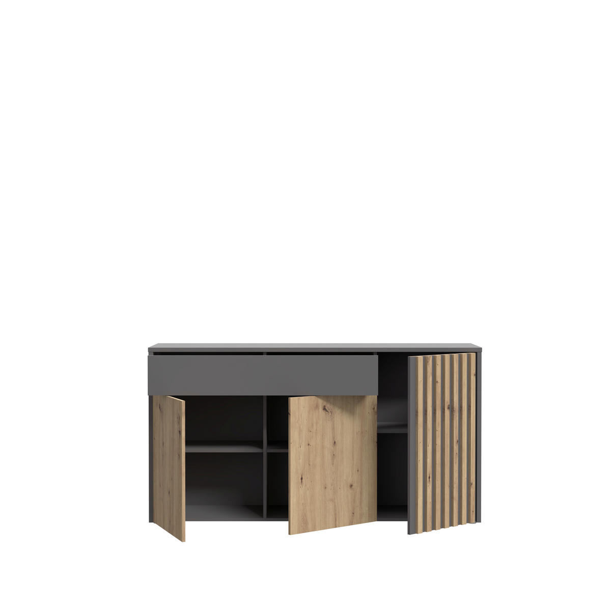 SIDEBOARD Grau, Eiche Artisan  164,2/87,9/42 cm  - Eiche Artisan/Grau, Trend, Holzwerkstoff (164,2/87,9/42cm) - Carryhome
