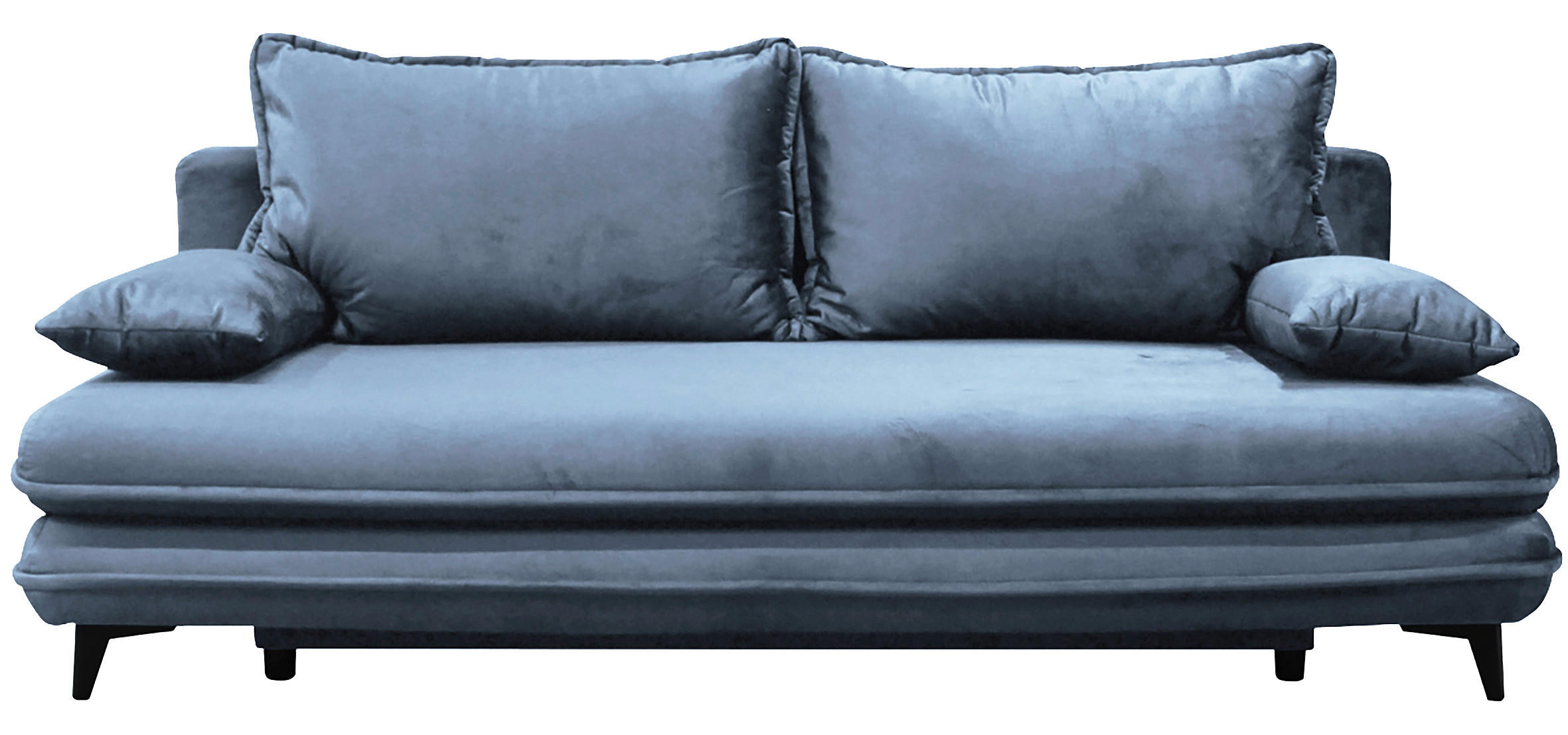 SCHLAFSOFA Velours Hellblau  - Schwarz/Hellblau, Design, Kunststoff/Textil (217/73/86/106cm) - MID.YOU