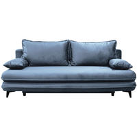 SCHLAFSOFA  mit Velours Hellblau  - Schwarz/Hellblau, Design, Kunststoff/Textil (217/73/86/106cm) - MID.YOU