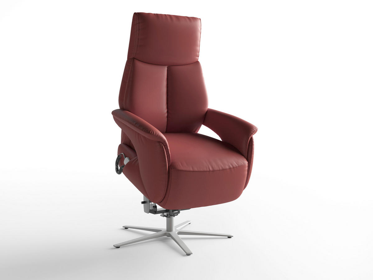 RELAXAČNÍ KŘESLO, kůže, červenohnědá - barvy stříbra/červenohnědá, Basics, kov/kůže (75/110/85cm) - Sit & More